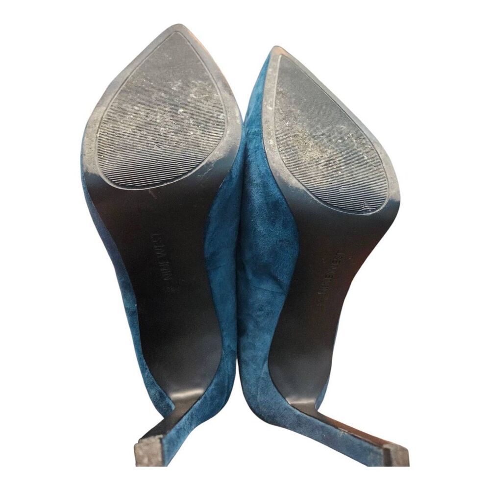 Nine West Teal Blue Suede Leather Heels Womens size 10.5 - Picture 8 of 9